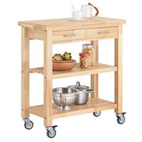 SERVIERWAGEN Gummiholz - Naturfarben, Holz (80/90/40cm) - SoBuy