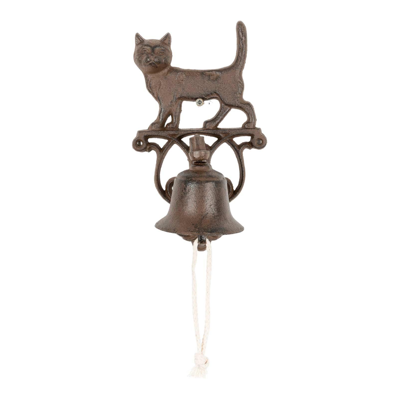 TÜRGLOCKE Gusseisen Katze - Braun, Metall (14/24/13cm) - Homescapes