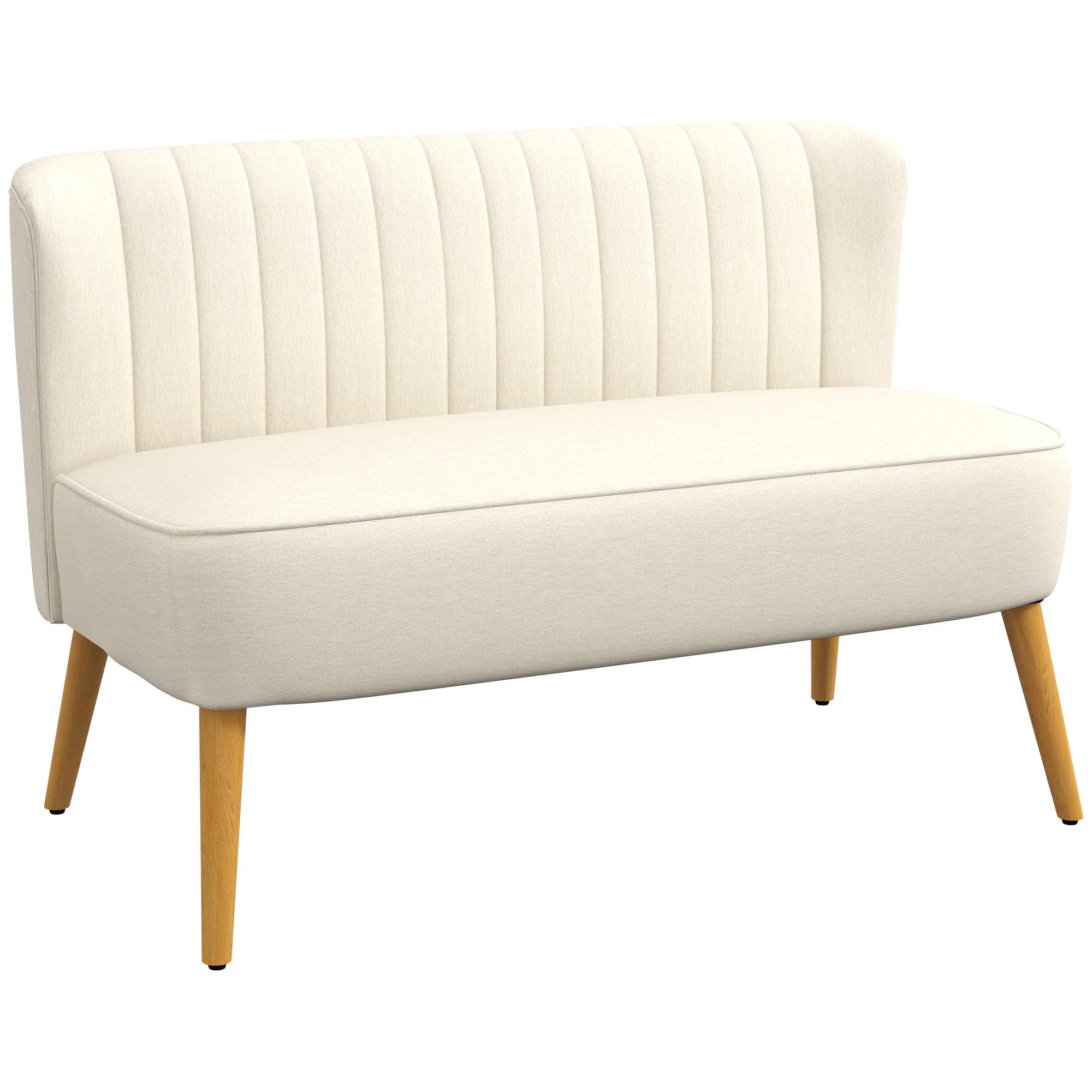 SOFA Polyester Cremeweiß - Creme/Weiß, Holz/Textil (56.5/77/117cm) - HOMCOM