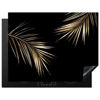 HERDABDECKPLATTE Blätter - Pflanzen - Gold - Schwarz - Luxus Induktionsmatte 77x59 cm - Goldfarben, Kunststoff (77/59/0.2cm) - MuchoWow