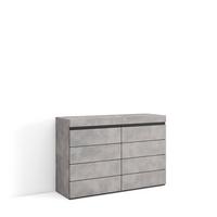KOMMODE mit Schubladen, Sideboard Schrank, zementgrau, 114/35/75cm - Grau, Holzwerkstoff (114/75/35cm) - Skraut Home