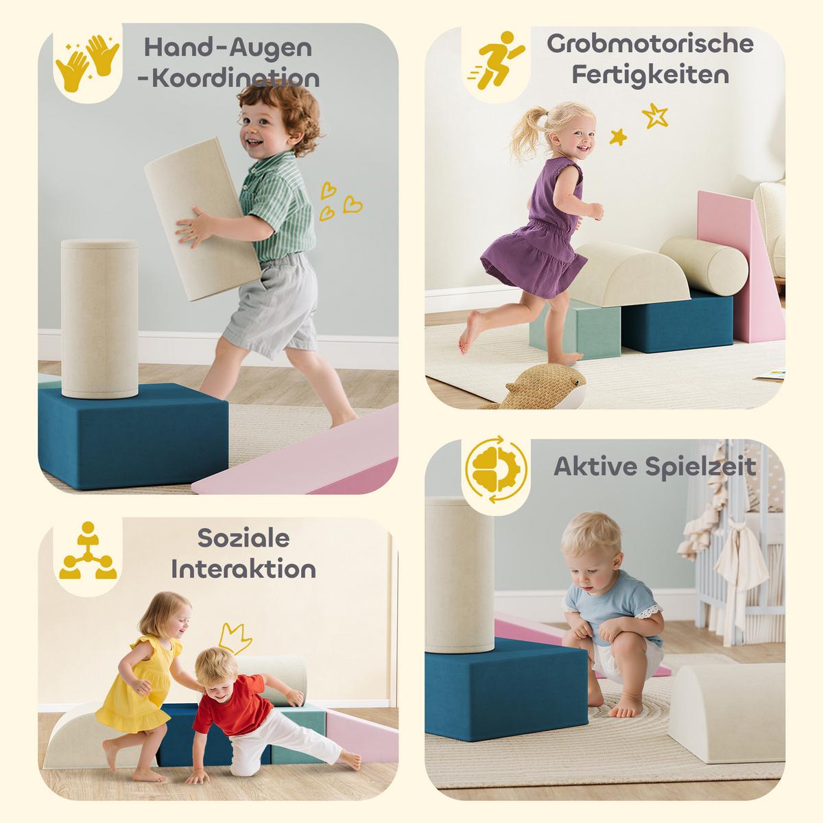 SCHAUMSTOFF-BAUSTEINE für Kinder 5er Set Samtoptik - Multicolor, Textil (40.6/61cm) - AIYAPLAY