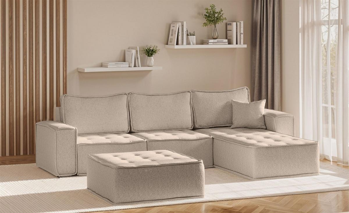 ECKSOFA Sande In Alpine - Hellbraun, Holzwerkstoff/Textil (292/192cm) - Fun Möbel