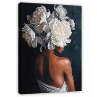 WANDBILDER Frau Blumen Weiß 120x80 - Multicolor, Holzwerkstoff (80/120cm) - Wallarena