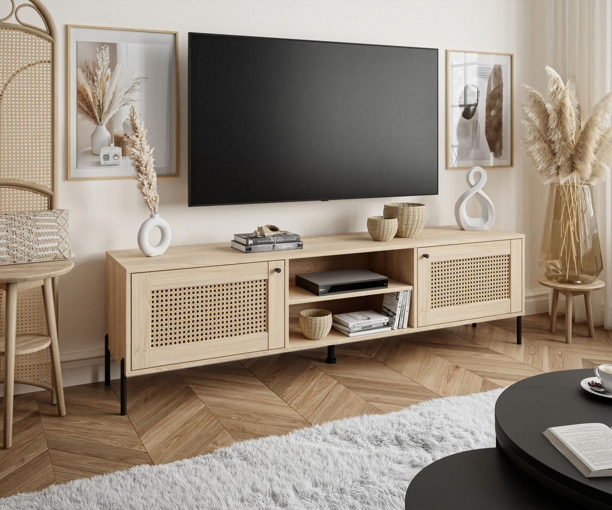 TV-ELEMENT VIENNA 3D mit Wiener Geflechtimitation / Puccini Eiche - Eichefarben, Holzwerkstoff (180/56/40cm) - Lookway