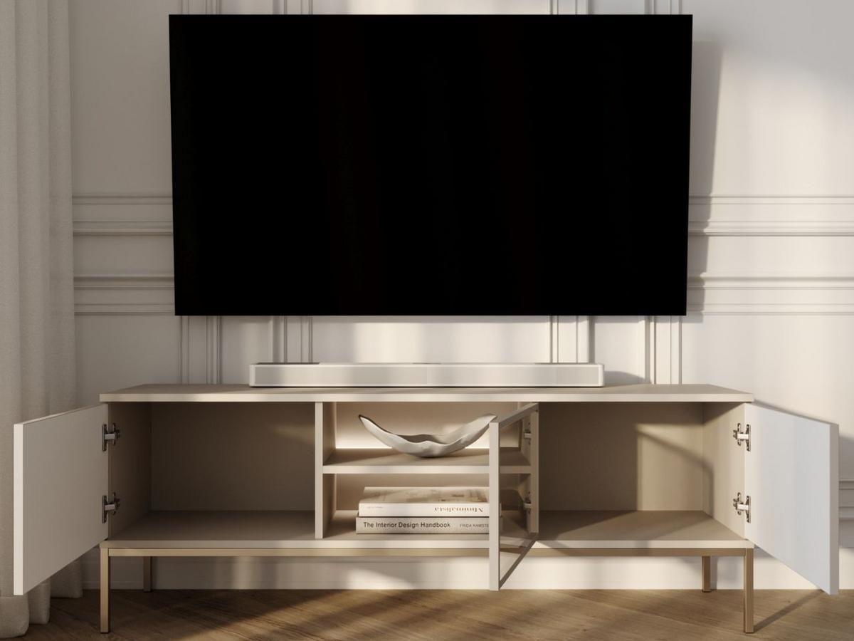 TV-SCHRANK Kaschmir 154 cm Deo - Kaschmir/Champagner, Glas/Naturmaterialien (154/56/39cm) - Graingold