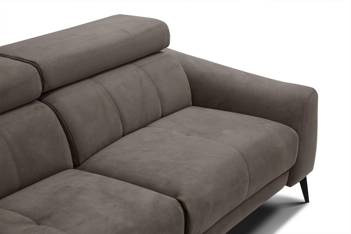 ECKSOFA LARS 5-Sitzer, 1 Relax, verstellbare Kopfstützen, taupe - Taupe/Schwarz, Holzwerkstoff/Textil (284/201cm) - Wozimo