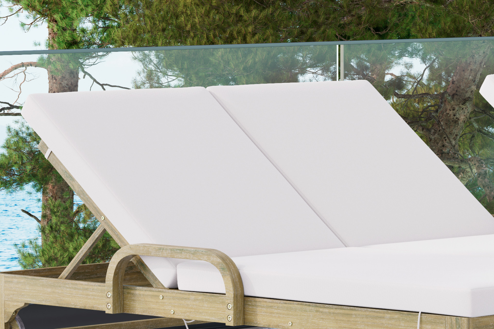 Gartenliege Doppelliege inkl. Kissenauflage Webstoff Grau wetterfest UV-beständig Rückenlehne verstellbar