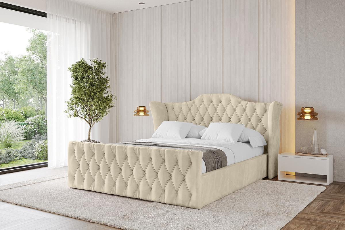 POLSTERBETT mit Bettkasten, Fußteil und Lattenrost, Boxbett mit Matratze H3/H4 - ZORAN-Z 120x200 Beige - Ecru, Holzwerkstoff/Textil (120/200cm) - ALTDECOR