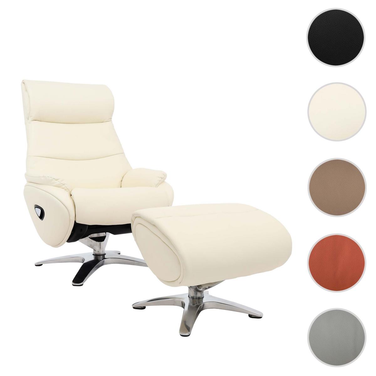RELAXSESSEL MIT HOCKER Cremeweiß - Creme/Weiß, Textil (117/110/77cm) - MCW