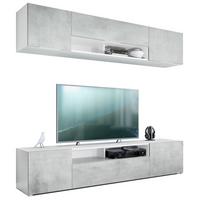 WOHNWAND Mogan Fronten in Beton Oxid Optik - Hellgrau, Holzwerkstoff (181/147/35cm) - Vladon
