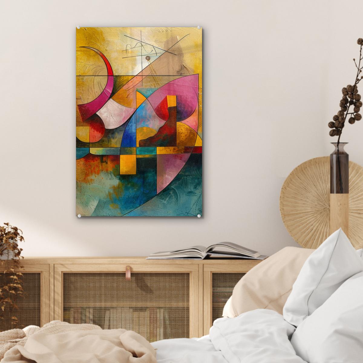 ACRYLGLASBILD Kunst - Abstrakt - Modern Wanddeko Wohnzimmer 40x60 cm - Gelb, Glas (40/60cm) - MuchoWow