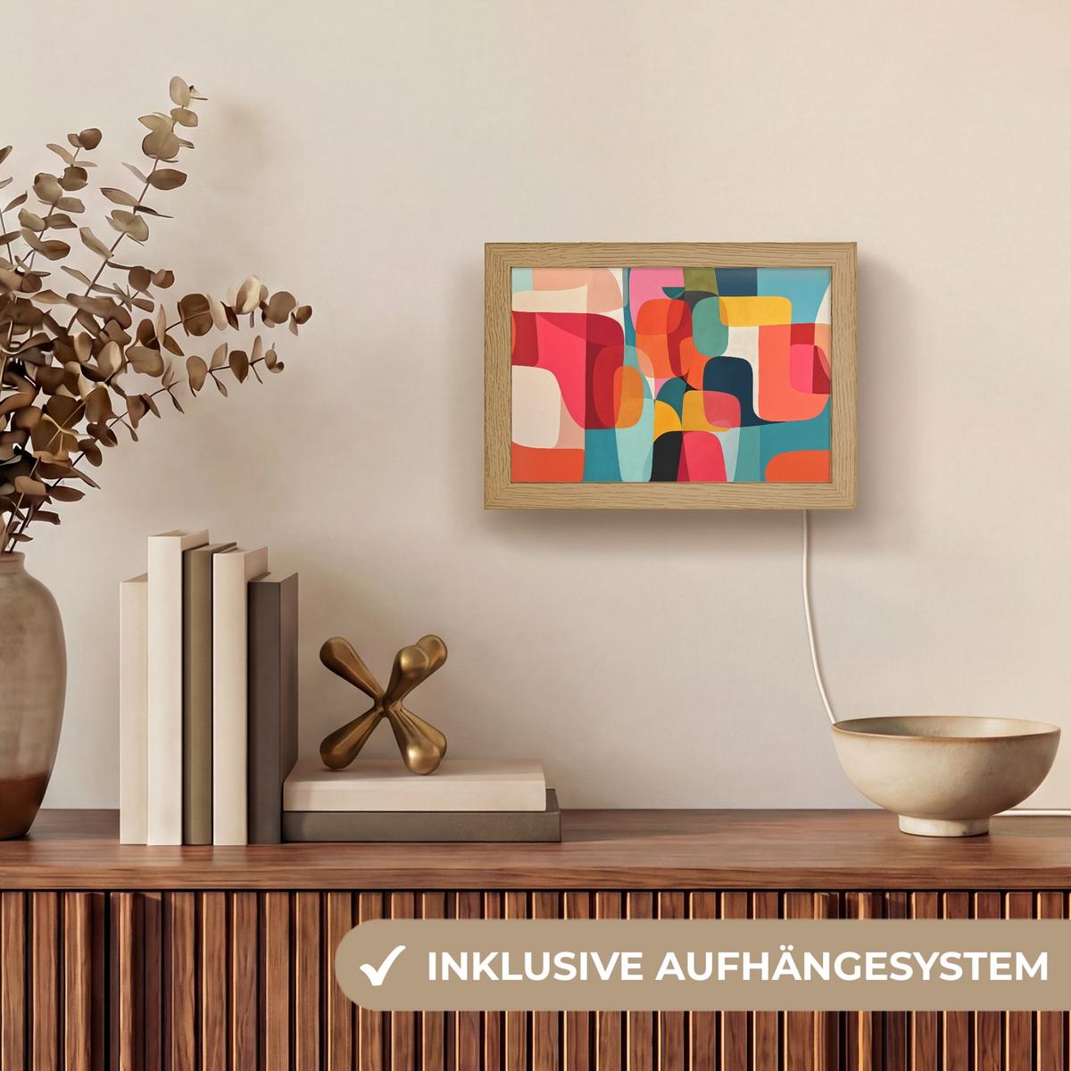 WANDLEUCHTE Formen - Bunt - Abstrakt - Flugzeuge 20x15 cm - Multicolor, Holzwerkstoff (20/15/8cm) - OnlyWow