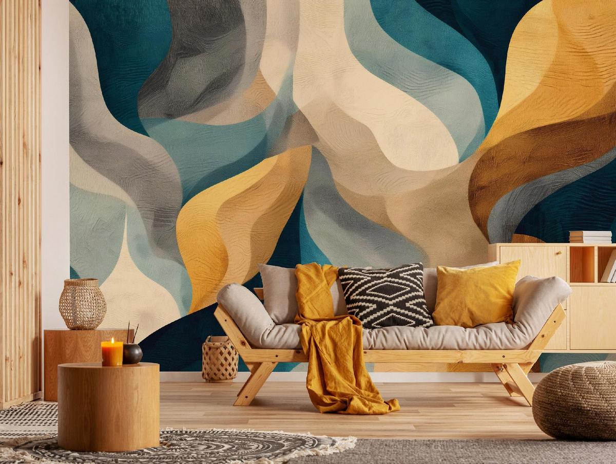 FOTOTAPETE Art Deco Abstrakt Beige 300x210 cm - Multicolor, Papier (300/210cm) - Wallarena