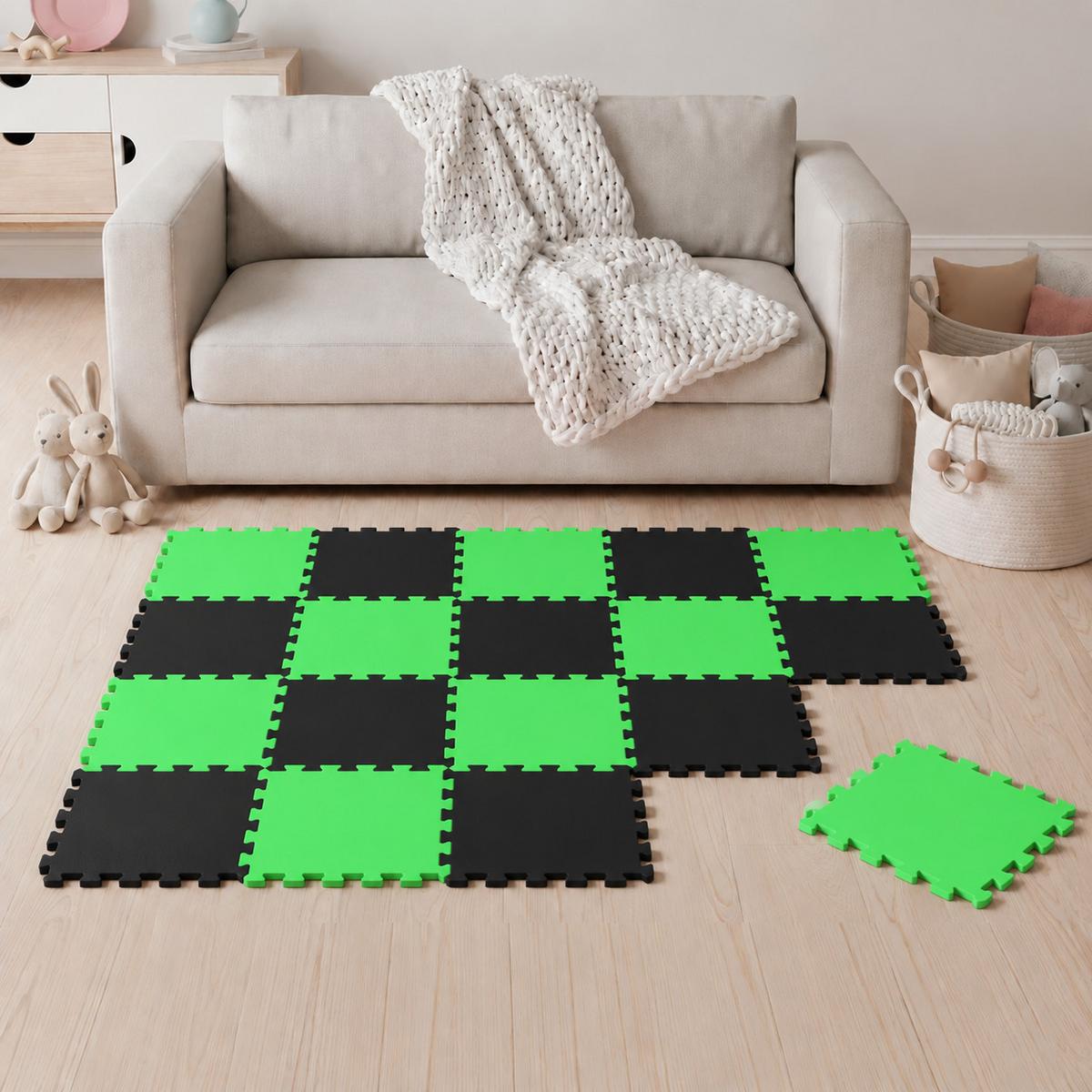 SPIELMATTE ab Null - 180/90 cm Puzzlematte Schwarz - Multicolor, Kunststoff (30/30cm) - Littletom