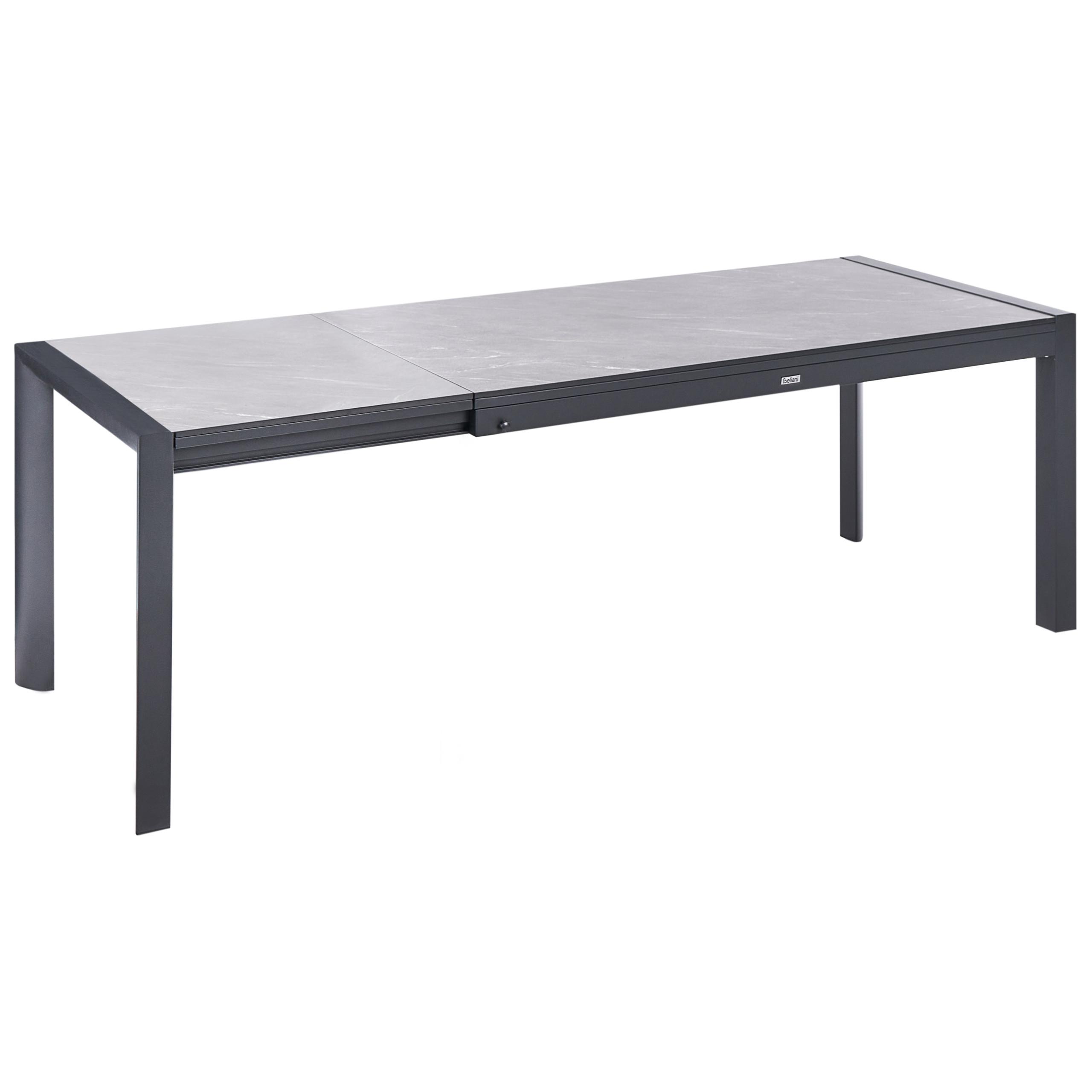 AUSZIEHBARER-GARTENTISCH 160/220 cm 90 cm Grau Binasco - Schwarz/Grau, Metall (160/90/75cm) - Beliani