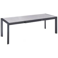 AUSZIEHBARER-GARTENTISCH 160/220 cm 90 cm Grau Binasco - Schwarz/Grau, Metall (160/90/75cm) - Beliani
