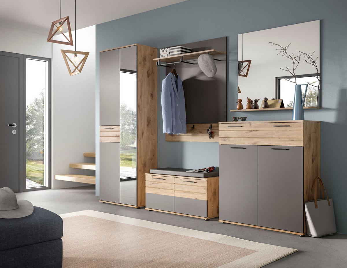 GARDEROBENPANEEL Eiche, grau 90 cm mit Kleiderhaken - Eichefarben, Holzwerkstoff (90/117/25cm) - Inn.Furn