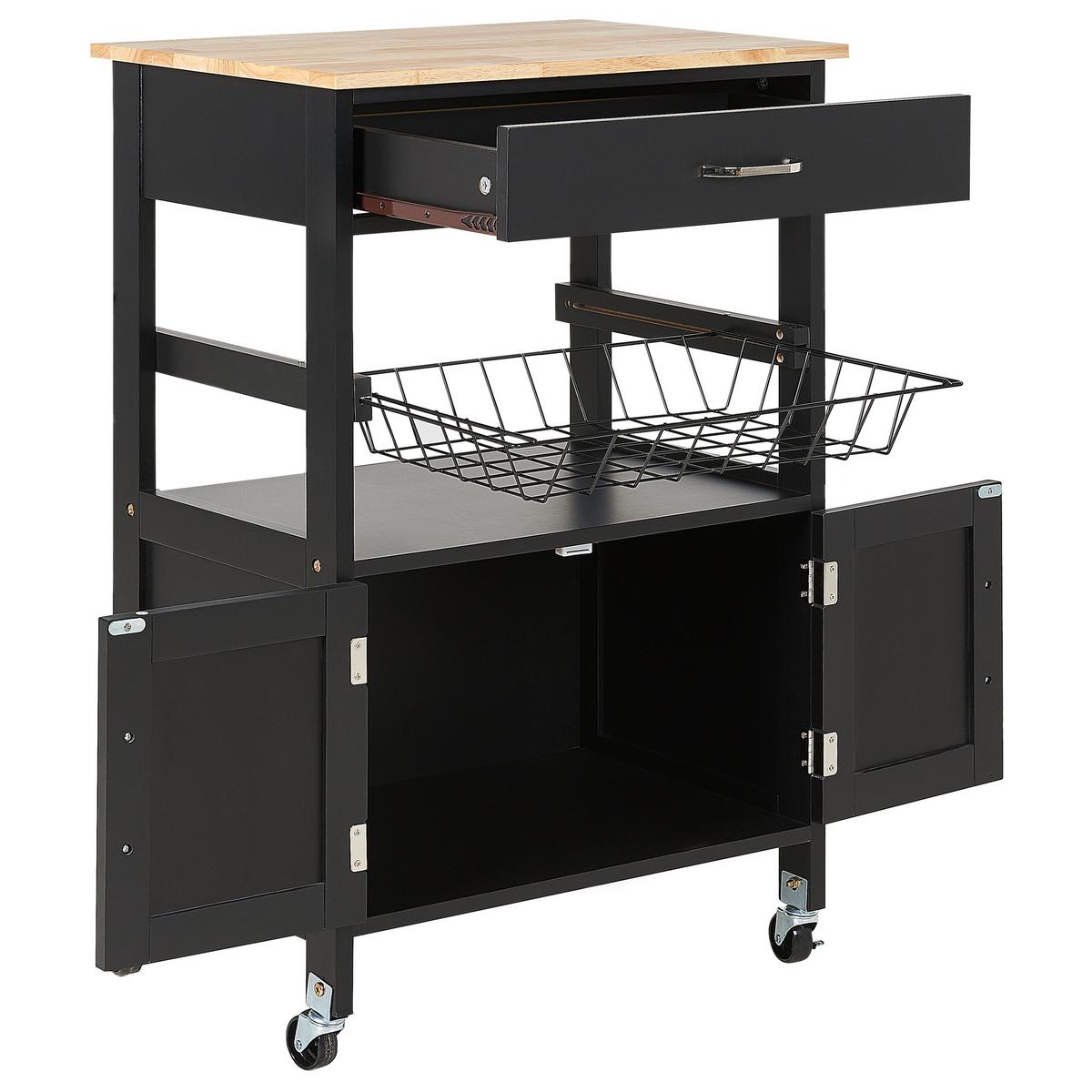 SERVIERWAGEN Schwarz Lugo - Schwarz/Braun, Holzwerkstoff (58/90/40cm) - Beliani