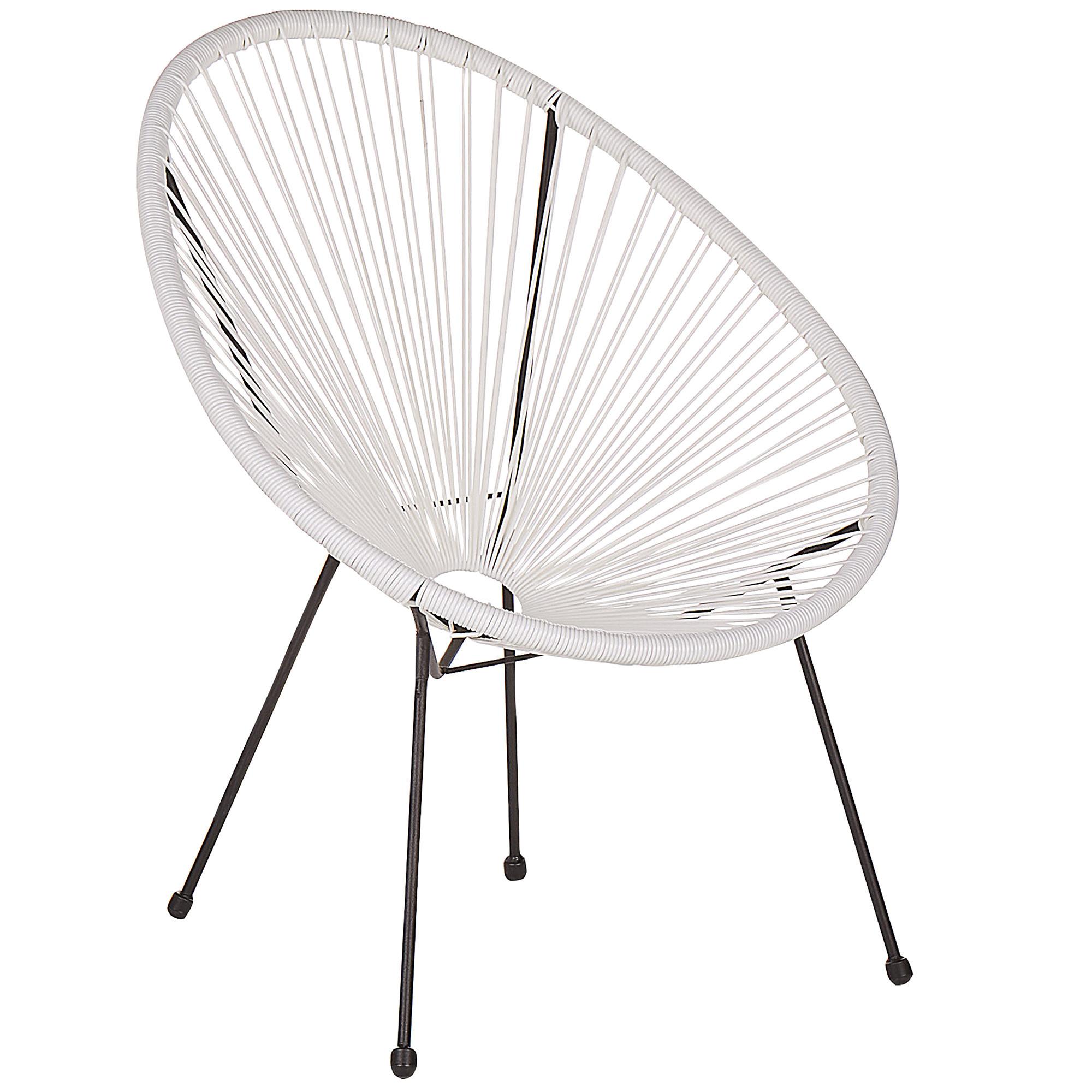 RATTANSTUHL Kunststoff weiß 70 cm Acapulco II - Schwarz/Weiß, Kunststoff (70/85/90cm) - Beliani