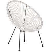 RATTANSTUHL Kunststoff weiß 70 cm Acapulco II - Schwarz/Weiß, Kunststoff (70/85/90cm) - Beliani