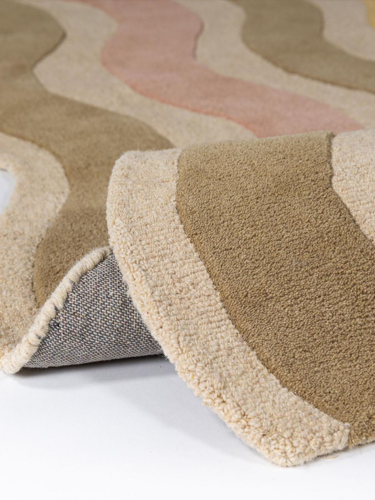TEPPICHLÄUFER handgetuftet MONNOW, Wellenstreifen, Natur-Rot, 80 x 300 cm - Beige, Textil (80/300cm) - KADIMA DESIGN