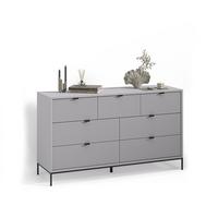 SIDEBOARD Aterno Grau 42 x 81 cm mit 7 Schubladen - Grau, Holzwerkstoff (42/81/140cm) - Livinity®