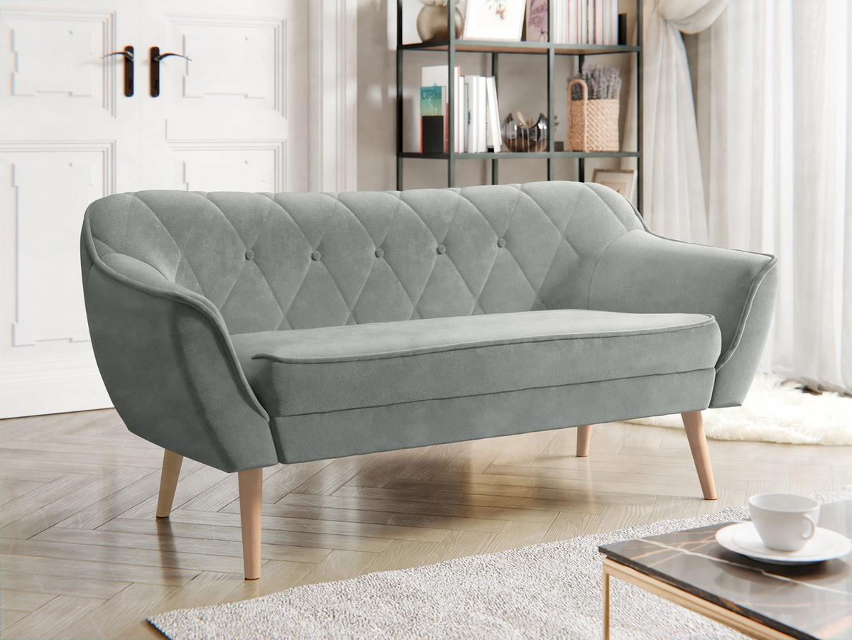 SOFA Skand 2 - Naturfarben/Grau, Holz/Textil (140/75/74cm) - MIRJAN24