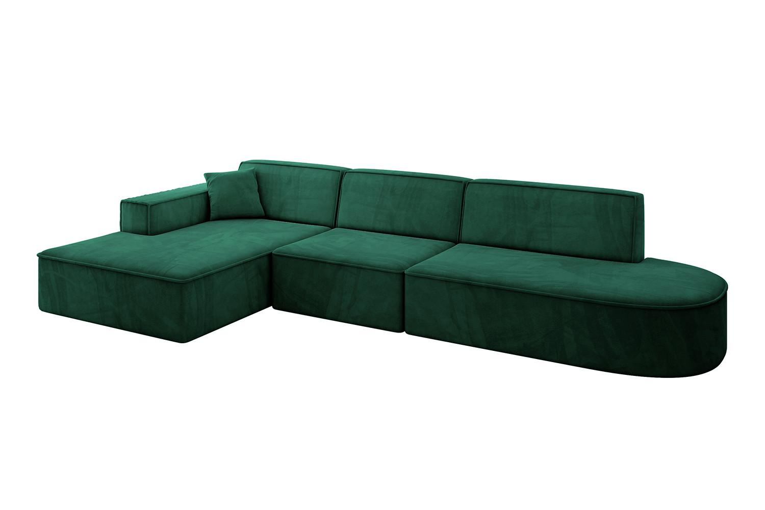 ECKSOFA Ottomane Links IREA-L2-v4 - 327x165x77 cm Grün - Dunkelgrün, Holzwerkstoff/Textil (327/165cm) - ALTDECOR