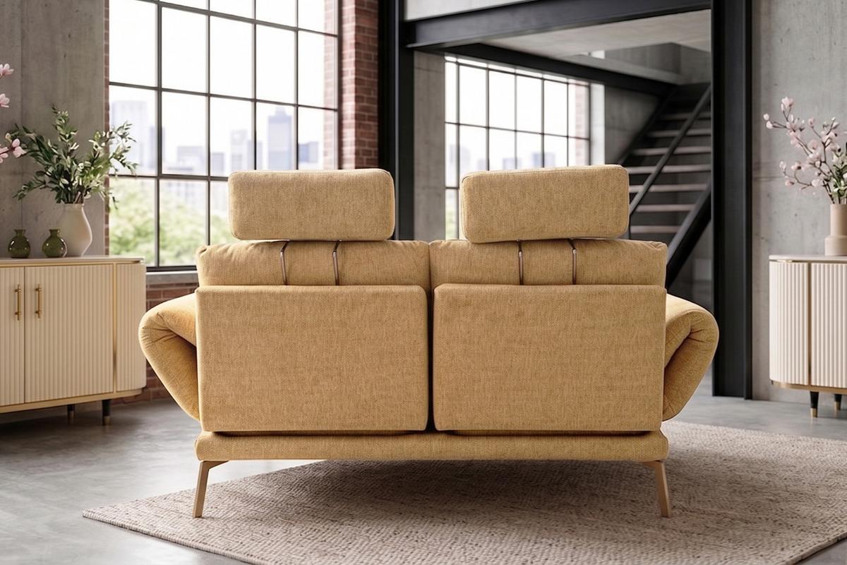 SOFA HOLLY Gelb Flachgewebe - Gelb/Braun, Textil/Metall (176/90/92cm) - KAWOLA