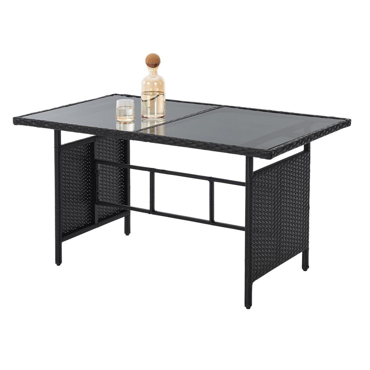 SITZGRUPPE Turin schwarz Polyrattan - Schwarz, Kunststoff - Juskys