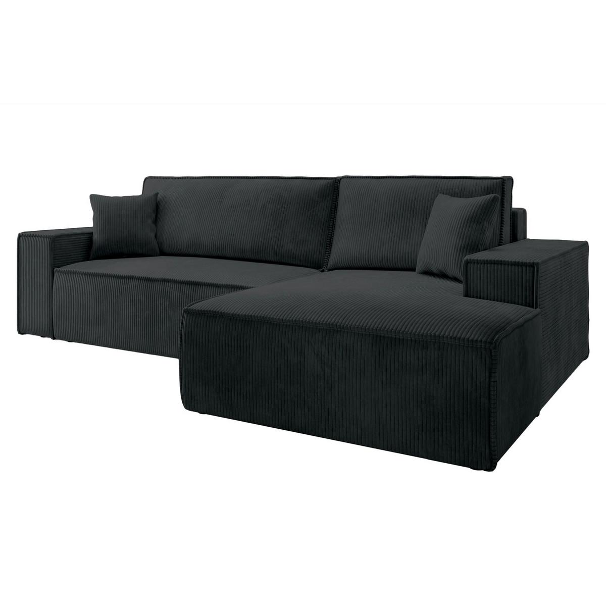 ECKSOFA Farese Schwarz Cord - Schwarz, Kunststoff/Textil (167/267cm) - Selsey
