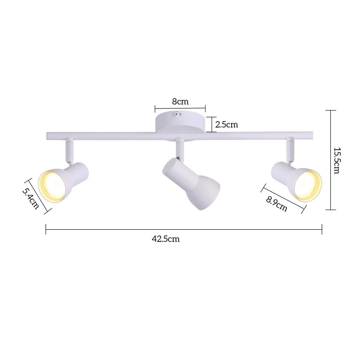 DECKENSTRAHLER Hitzeperl 3-flammig 42.5/8/15.5cm - Weiß, Metall (42.5/8/15.5cm) - Nettlife