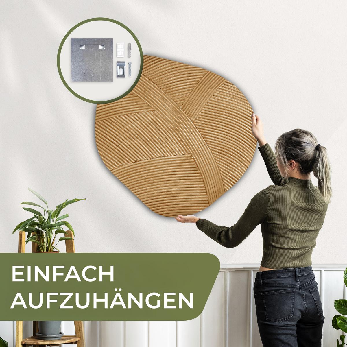 WANDBILD Struktur - Natur - Kunst - Rattan Room Decor 90x90 cm - Naturfarben, Kunststoff (90/90cm) - MuchoWow