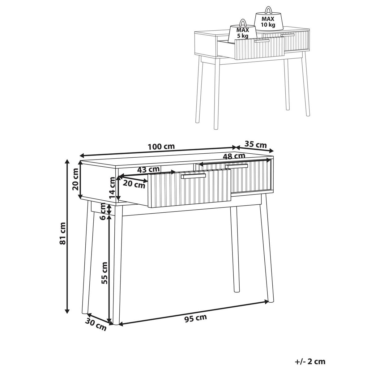 KONSOLENTISCH Hellbraun Lynwood - Braun, Holzwerkstoff (100/81/35cm) - Beliani