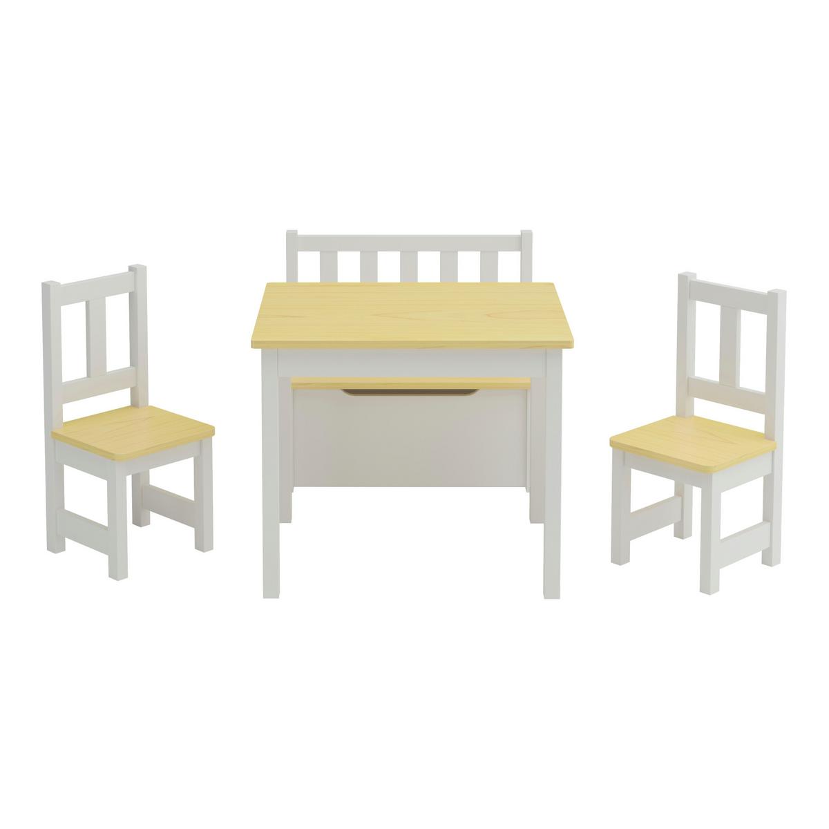 KINDERTISCHSET Lousame - Weiß, Holz (110/50/48cm) - [en.casa]