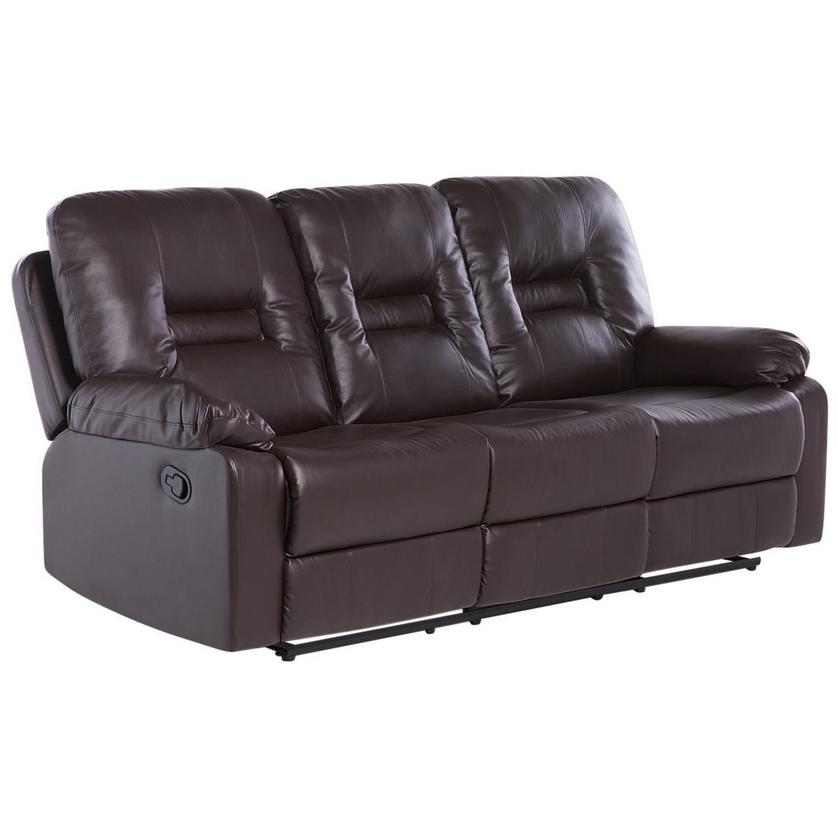 3-SITZER-SOFA Kunstleder Braun Bergen - Dunkelbraun, Kunststoff/Textil (204/101/73cm) - Beliani