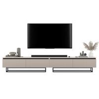 TV-LOWBOARD 2-er Set Selene Kaschmir Matt mit Metallrahmen 140 cm - Kaschmir/Schwarz, Holzwerkstoff/Metall (280/44/35cm) - Meble Lindner