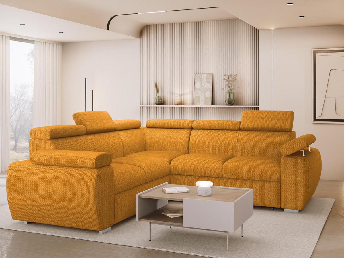 ECKSOFA Boston Maxi - Currygelb/Chromfarben, Holz/Textil (260/260cm) - MIRJAN24