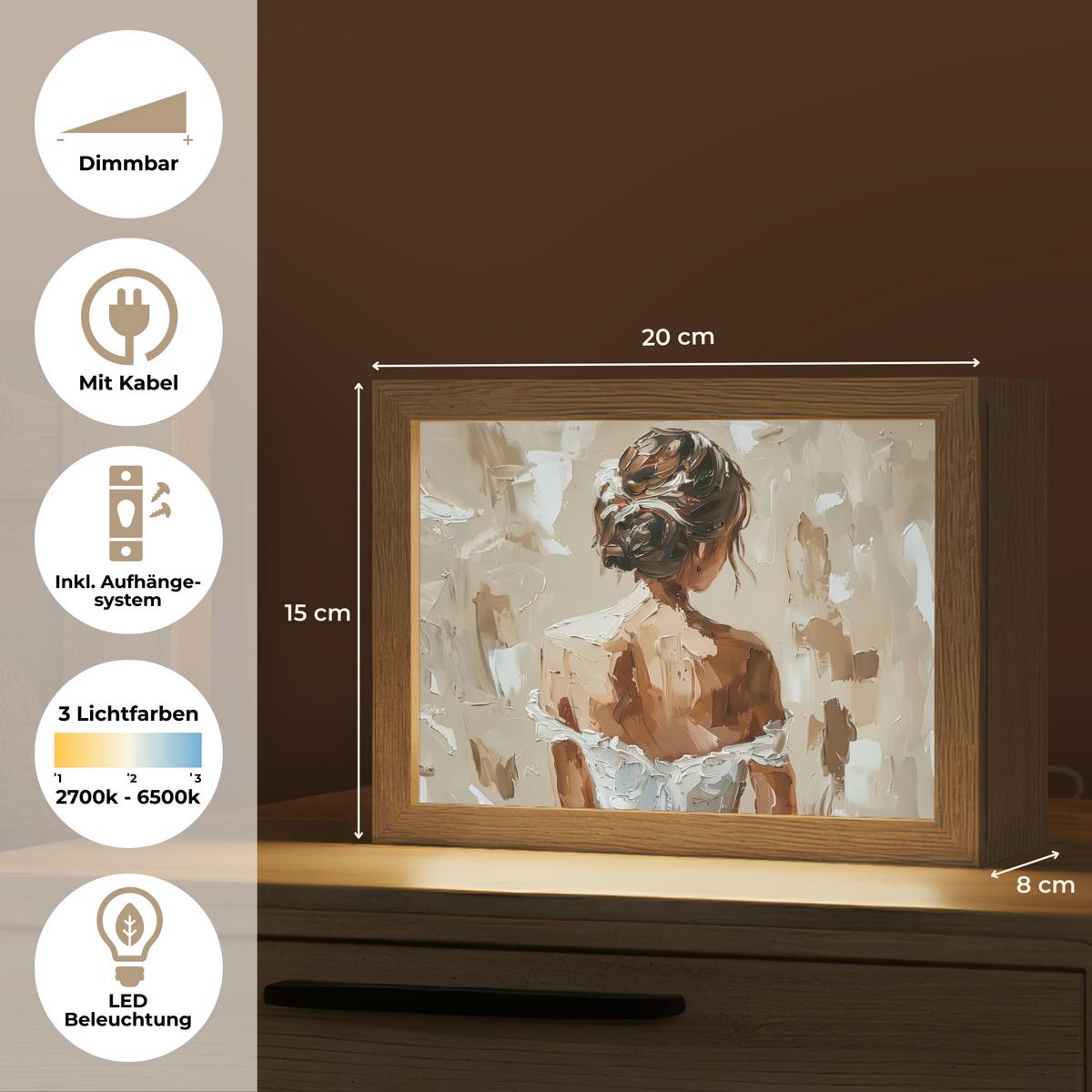 WANDLEUCHTE Frau - Farbe - Abstrakt - Beige - Modern 20x15 cm - Hellbraun, Holzwerkstoff (20/15/8cm) - OnlyWow