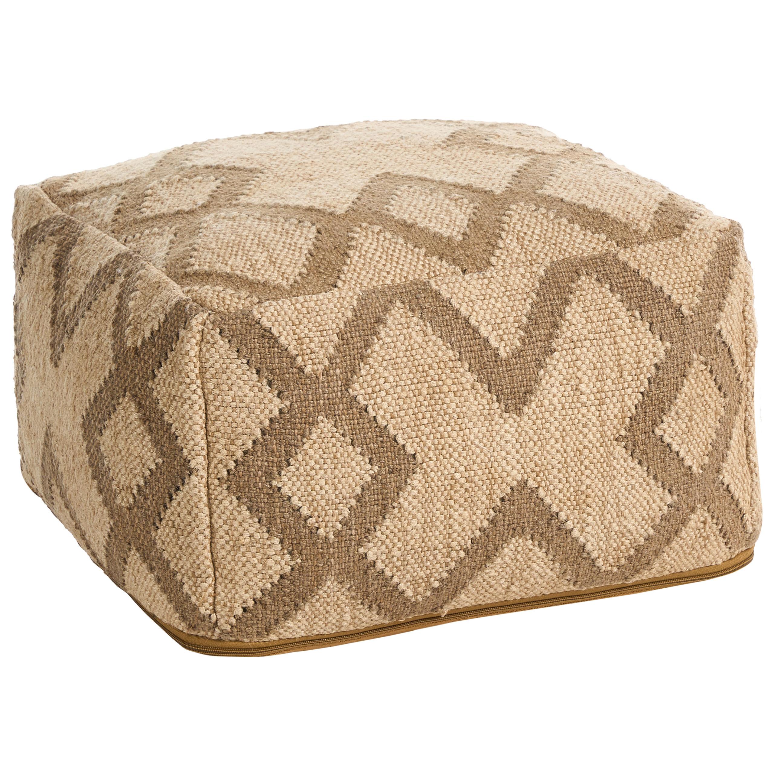 POUF Jute Beige Gopi - Beige/Braun, Textil (50/30/50cm) - Beliani