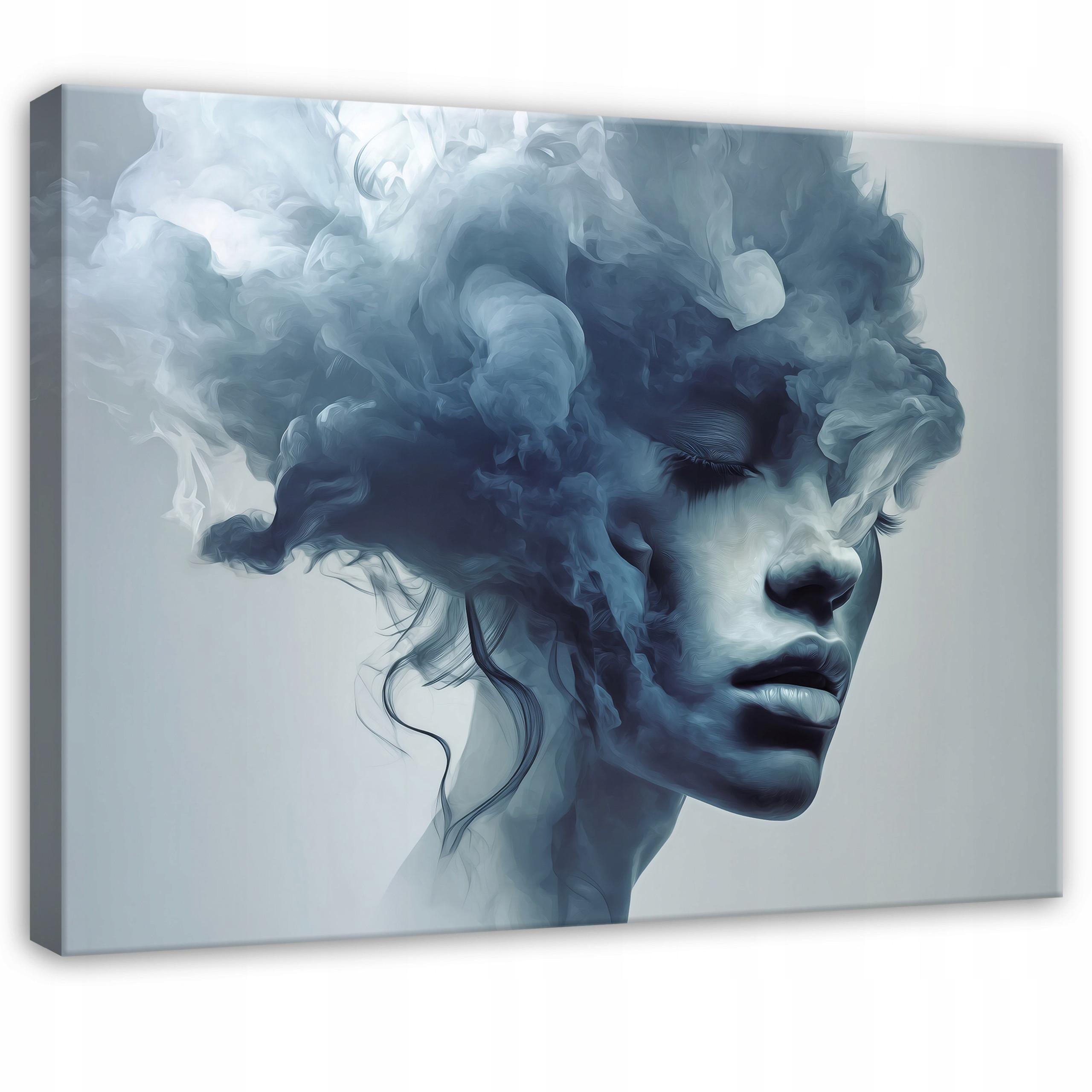 LEINWANDBILD Frau Gesicht Blau 60x40 cm - Multicolor, Holzwerkstoff (60/40cm) - Wallarena