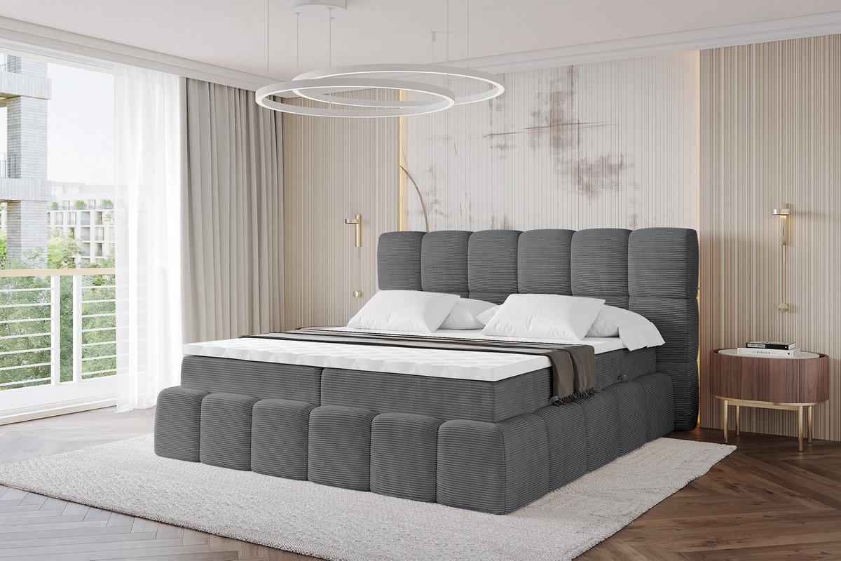 BOXBETT - AURI-H4 - 140x200 Dunkelgrau Cord - Graphitfarben, Holzwerkstoff (140/200cm) - ALTDECOR