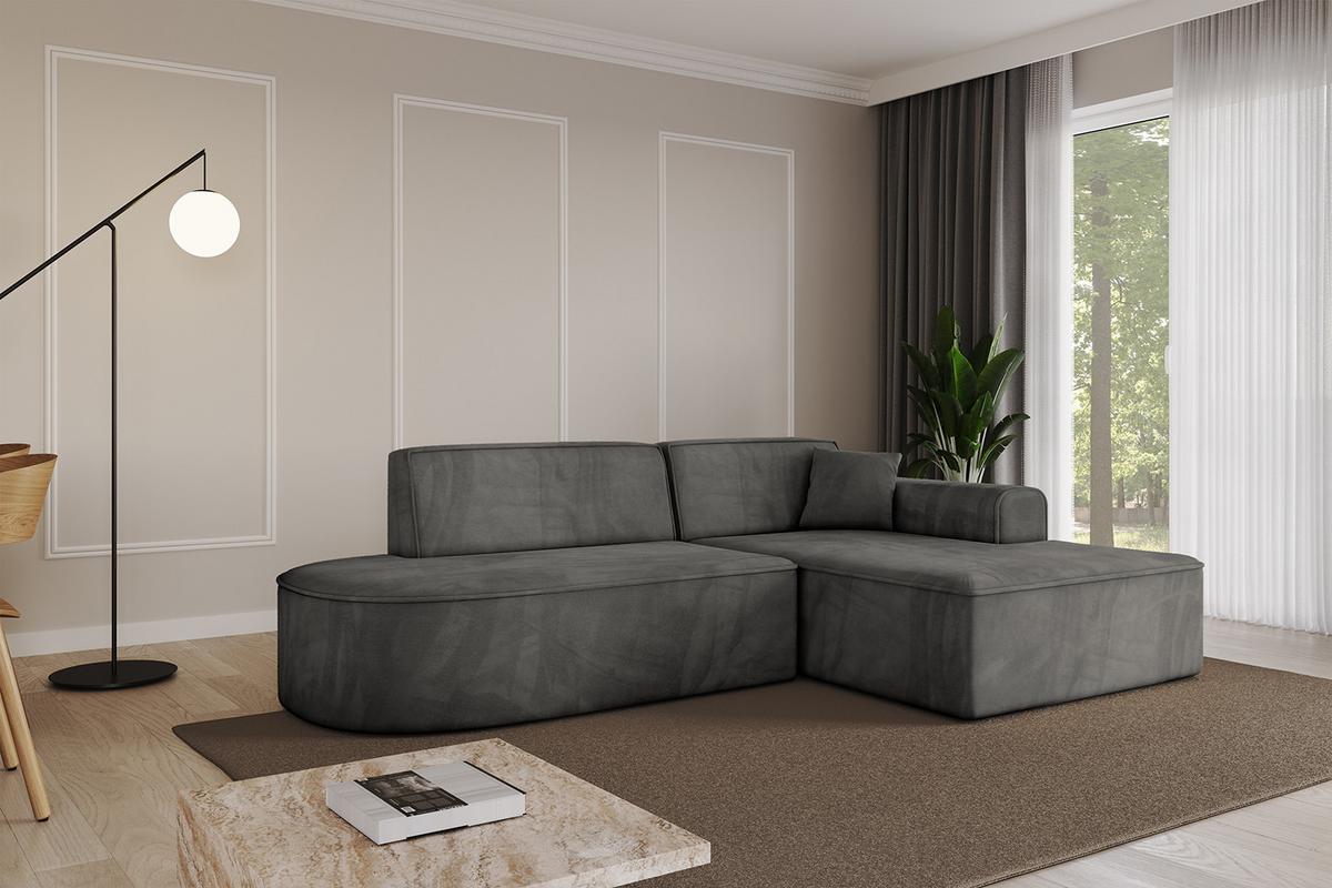ECKSOFA Ottomane Rechts IREA-L1-v3 - 232x165x77 cm Ecru - Anthrazit, Holzwerkstoff/Textil (232/165cm) - ALTDECOR