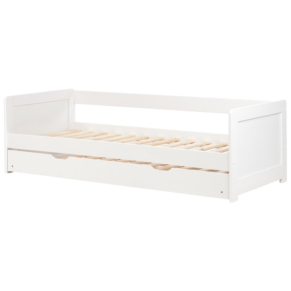 AUSZIEHBETT Kiefernholz 90/200 cm Weiß Gravelines - Weiß, Holz (90/200cm) - Beliani