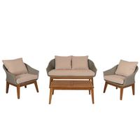 GARTENGARNITUR Grau, Beige - Beige/Grau, Holz - MCW