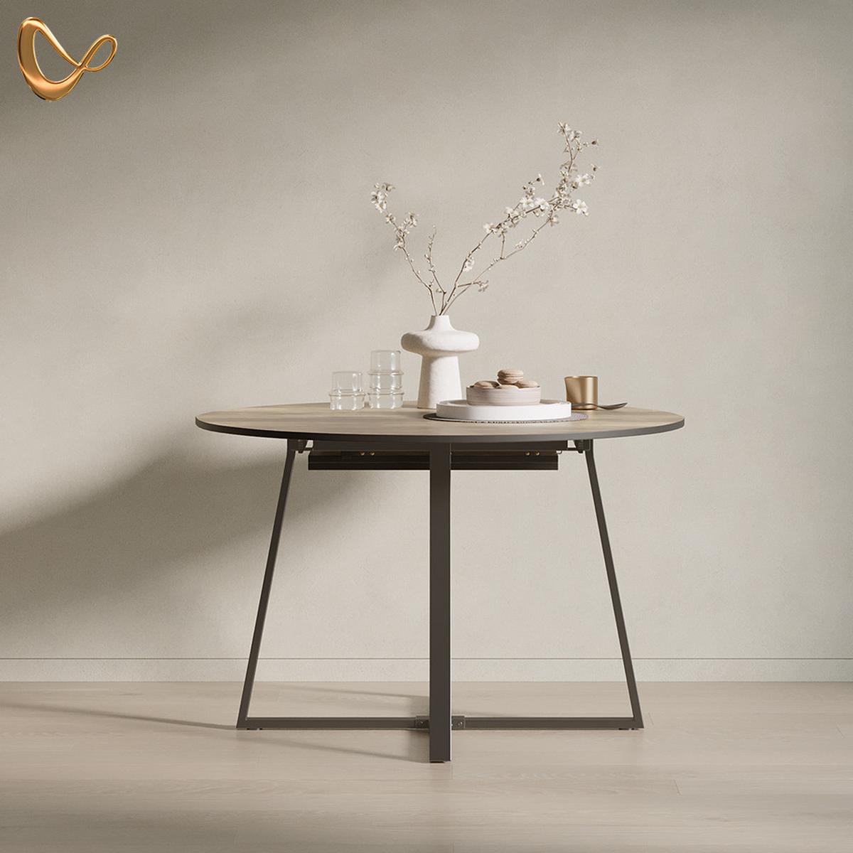 ESSTISCH Firenze Eiche rustikal/Schwarz 120 x 120 cm ausziehbar - Wildeiche/Schwarz, Holzwerkstoff (120/120/75.8cm) - Livinity®