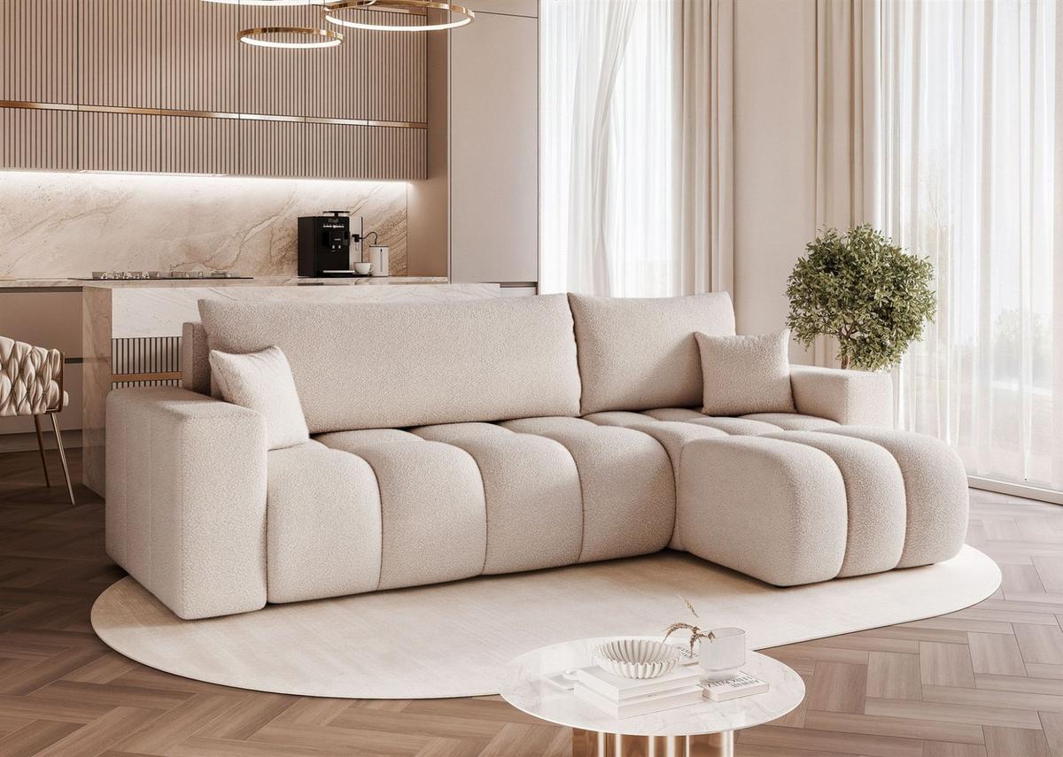 ECKSOFA Anabel Mit Schlaffunktion - Creme, Holzwerkstoff/Textil (145/248cm) - Fun Möbel