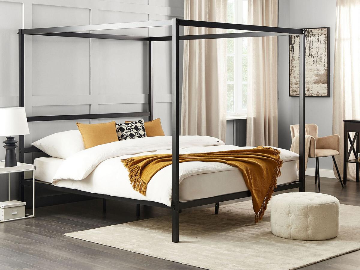 HIMMELBETT 180/200 cm Schwarz Lestards - Schwarz, Metall (180/200cm) - Beliani