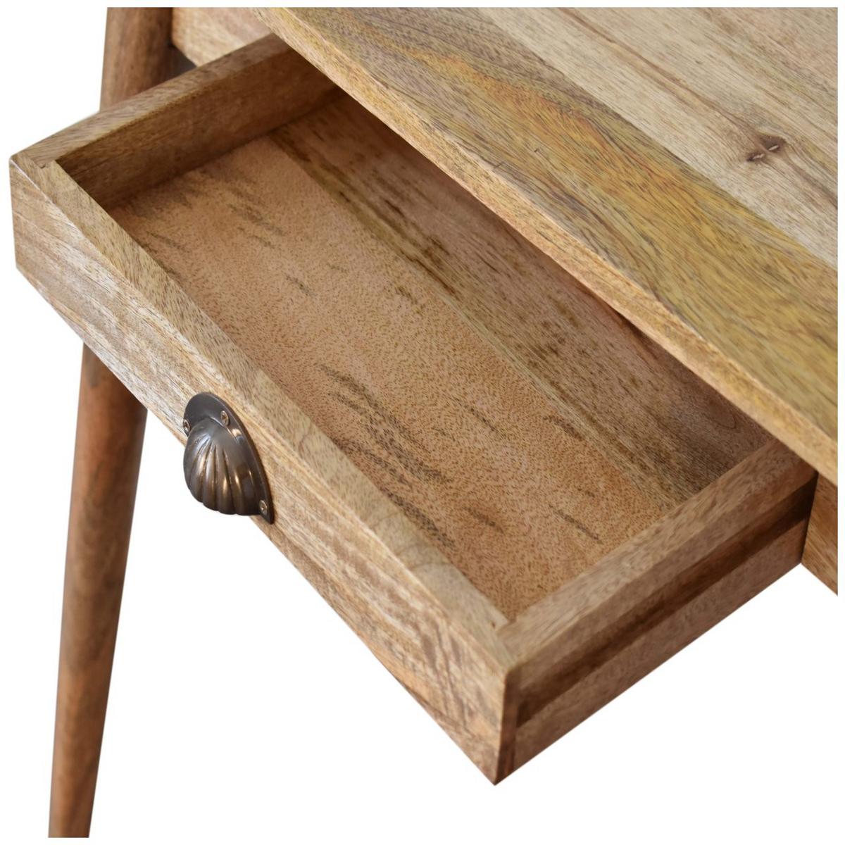 SCHREIBTISCH in Eichen-Finish, 1 Schublade, Nordische Beine, Beige - Messingfarben/Braun, Holz/Metall (35/80/77cm) - Artisan Furniture